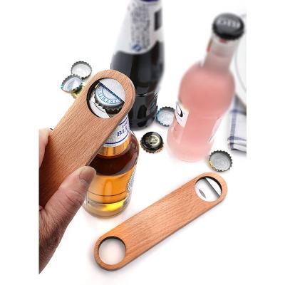 China Customized Logo DY-BO21 Hand Holding Wooden Beer Bottle Opener for sale