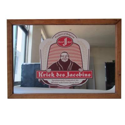 China Art Decor Wooden Frame Beer Promotional Mirror for sale