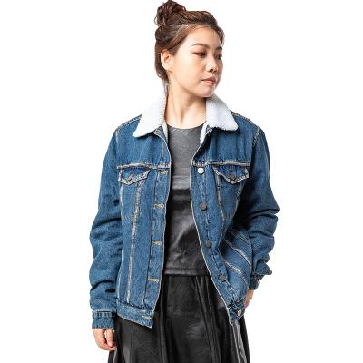 China Breathable OEM Can Do Your Own Custom Logo Washed Denim Fabric Long Sleeve Turn-Down Collar Drop Lattice Jackets With Button For Women for sale