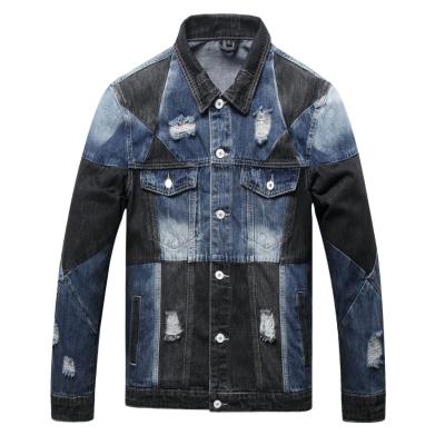 China Trend Of Viable Denim Jacket Men's Fall Loose Ripped Top Casual Denim Jacket Gathering An Old Denim Jacket for sale