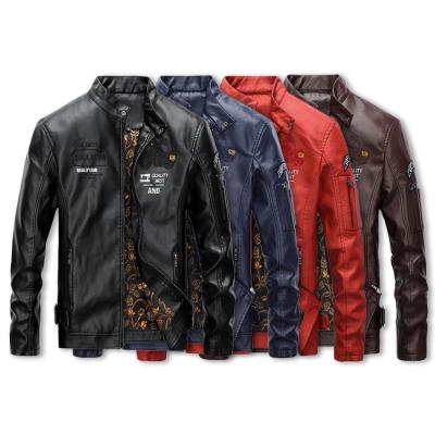 China Men's Flight Windproof Jacket Embroidered Wind Proof Leather Coat Air Force Jackets PU Coat Waterproof High Quality Leather Bomber Jacket for sale