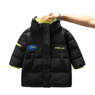 China Viable boys down jacket winter use 2021 new middle length thickened children's warm windproof foreign air jacket children's hood for sale