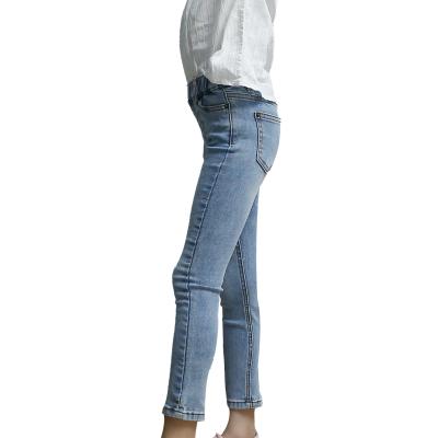 China Anti-Wrinkle OEM/ODM Accept High Elastic Casual Denim Fabric Do Old Girls Jeans Pencil Pants With Custom Logo Custom Jeans for sale