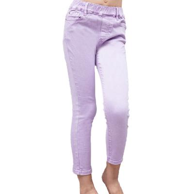 China New Arrival QUICK DRY Casual Pants OEM Design Casual Girl Jean Trousers With Custom Soild Color Skinny Denim Fabric Logo for sale