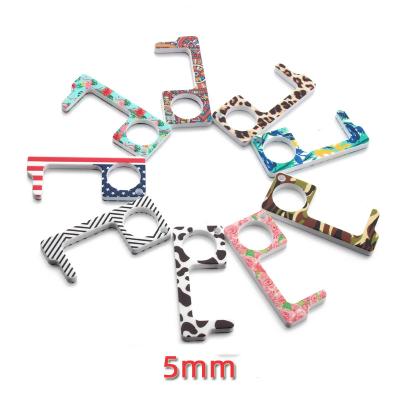 China Amerpromo Ring Personalized Key Chain Free Hand Easy Carry Keyrings Monogrammed No-Contact Printed Acrylic Tassel Door Key Opener Eco-Friendly Material for sale