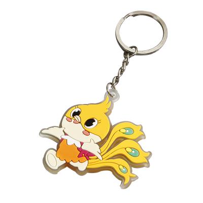 China Bags Amerpromo Soft PVC Key Chain 3D Relief Logo On Both Sides Custom Animal Shape PVC Rubber Soft Key Chain for sale