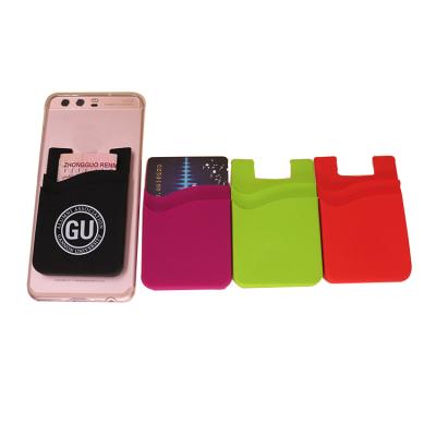 China All Phones Promotional Custom Amerpromo Logo Printing Silicone Cell Phone Wallet With Stand Cell Phone Silicone Holder Card Holder for sale