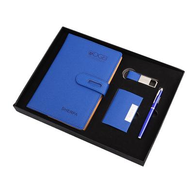 China Financial Institutions Amerpromo Business Gift Sets Promotional OEM LOGO 4 In 1 Ofiice Corporate Gifts Sets Notebook Card Holder Key Holder Luxury Pen for sale