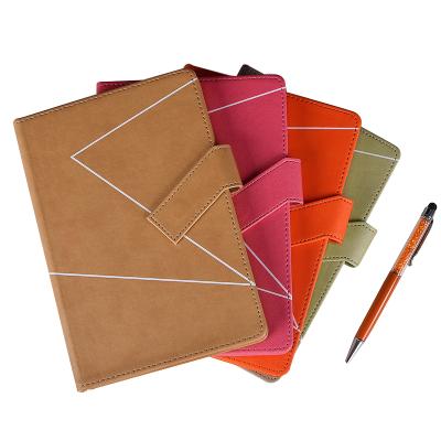 China Hardcover Amerpromo Dotted Hardcover Notebook PU Leather Pocket 100gsm Pen Holder Bookmark Elastic Closure Perforated Inkproof Paper for sale