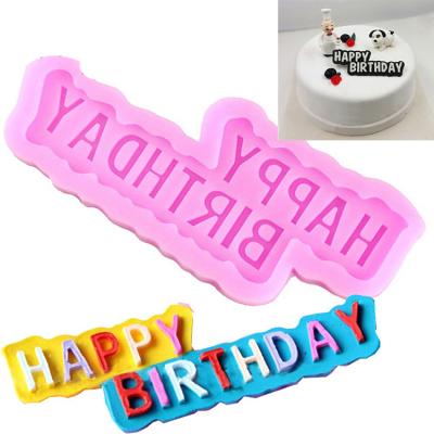 China Amerpromo Durable 3D Birthday Cake Silicone Mold Happy Birthday Letters Mold For Birthday Cake Chocolate Dessert Making for sale