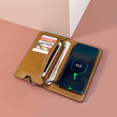 China Wholesale Genuine Leather Passport Holder Wireless Convenient Cover Charger Passport Holder Power Bank for sale