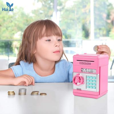 China Small Huiye Atmosphere Auto-rolling Custom Money Password Safe Electronic Piggy Bank Toy For Kids 19.5*12.3*19.4ccm for sale