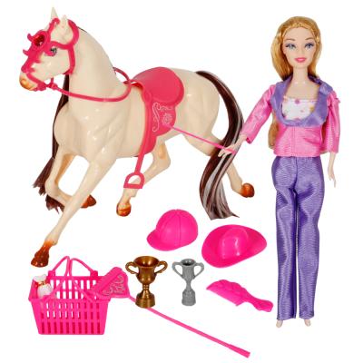 China Ride on Toy Huiye 2020 New Girl Gift Toys Horse and Baby Dolls Sets Hot Horse Toys for Girls for sale