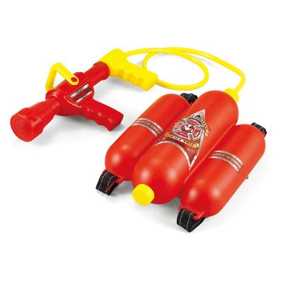 China Huiye Fireman Toys 2pcs Role Play Toys Sets Baby Water Gun With Tank Fireman Water Gun With Backpack For Kids Toy for sale