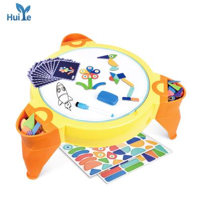 China DIY TOY Huiye Multifunctional Interactive Magnetic Puzzle Writing Drawing Table Blocks Desk Toy Learning Table for Children Early Education for sale