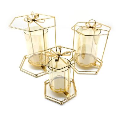 China Home Decoration Garden Decoration Nordic Decorative Black White Hanging Lantern Metal Gold Candle Holder For Home Decor for sale