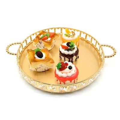 China Disposable Light Luxury Turkish Small Gold Party Metal Iron Cake Candy Metal Bowl Decorative Dry Fruits Tray for sale