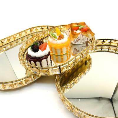 China Disposable Wholesale Home Decorative Crystal Gold Turkish Candy Trays Dry Fruit Plates Display Chocolate Bowl Cake Plates for sale