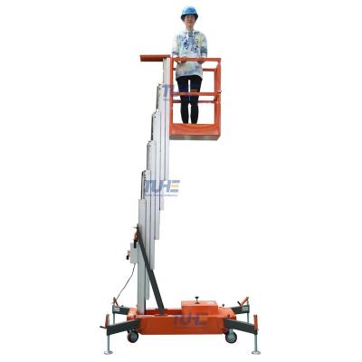 China Hotels 4m 6m 8m 10m 12m 14m One Mast Aluminum Movable Hydraulic Electric Ladder Man Lift Ladder Two Person Lift With Wheel for sale