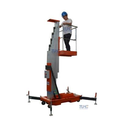 China Hotels 4M 6M 8M 10m Load 130kg Single Mast Aluminum Alloy Man Lift Electric Lift Telescopic Platform One for sale