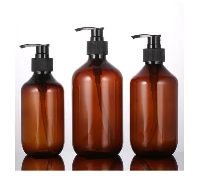 China OEM Cosmetic Boston Amber Round Hand Soap Packaging Bottle 300ml 500ml ACP PCE Shampoo Packaging Bottle for sale