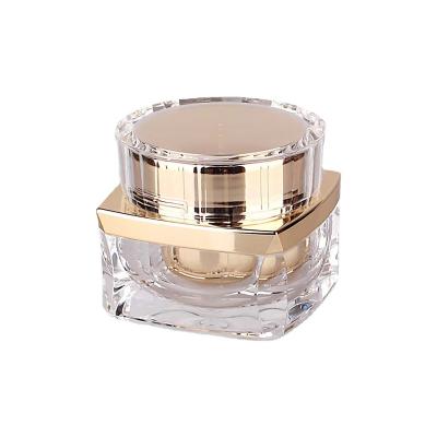 China Factory Price 10g 15g 30g Face Cream Cosmetic Plastic Jars Luxury Acrylic Plastic Wall Empty Cosmetic Skin Care Double Wall for sale