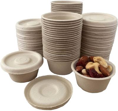 China Hign Quality 1oz 2oz 3oz 4oz Microwavable Bagasse Sauce Disposable Cup With Bagasse Lid for sale