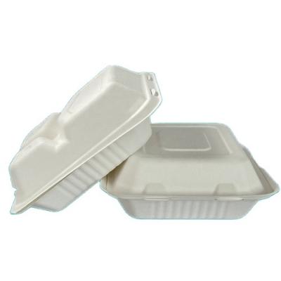 China Disposable Biodegradable Food Packaging Bagasse Take Out Container Disposable Tableware 9 Inch 3 Compartment Lunch Box Candle for sale