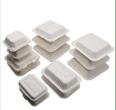 China 100% Biodegradable Disposable Disposable Sugar Cane Bamboo Paper Pulp Lunch Fast Food Chinese Takeout Container for sale