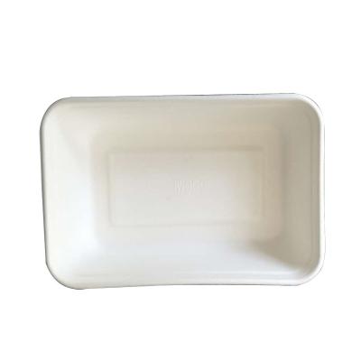 China High Quality Standard Biodegradable Microwavable Bagasse Food Tray 100% Disposable Biodegradable Molded Sugarcane Bagasse Tray for sale