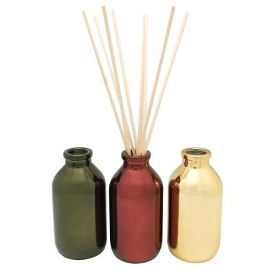 China Mini 3.5oz Metallic Shiny Glass Bottles For Reeds Diffuser Glass Bottles Custom Empty Colored Aroma Diffuser Bottles Haodexin Factory for sale