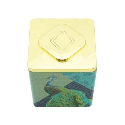 China Morden HAODEXIN high quality luxurious custom logo printed square metal lid for square glass candle jars holders with metal lid for sale