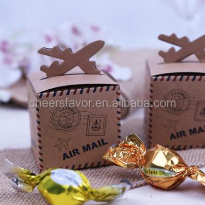 China Paper Card Wedding Favor Box Let The Adventure Begin Plane Kraft Paper Favor Box Room Favors for sale