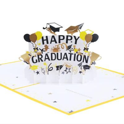 China Europe Graduation Season Theme 3D Pop Up Greeting Card Paper Cut Handmade Cards Good Memories Of Student Days for sale