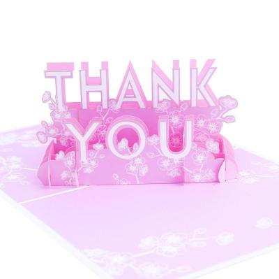 China Free Shipping Europe 5pcs/lot 3D Pop Up Greeting Card THANK YOU Words Postcard With Envelope for sale