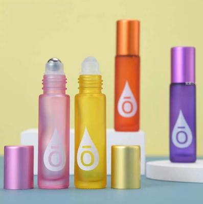 China Household Products 5ml 7ml 10ml Glass Water Roller Matte Colored Airless Roller Bottle Paint Steel Ball Stainless Body Massager Metal Cap for sale