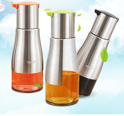 China High Quality Household Products 220ml 330ml New Material Stainless Steel Glass Oil Bottle With Dispenser For Soy Sauce Vinegar Soybean Coconut for sale