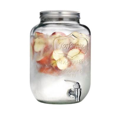 China Food Large Gallon 518 L Glass Bottle Stash Cereal Storage Jar Home Store Water Beverage Juice 4L 1 Use With Stainless Tap for sale