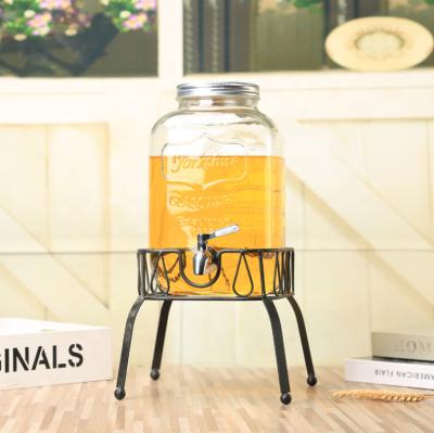 China Empty Glass Food Mason Jar 4L Beverage Dispenser with Metal Lid 1 Gallon for Juice Beer Wine Liquor Kombucha Iced Punch Holder Tap for sale