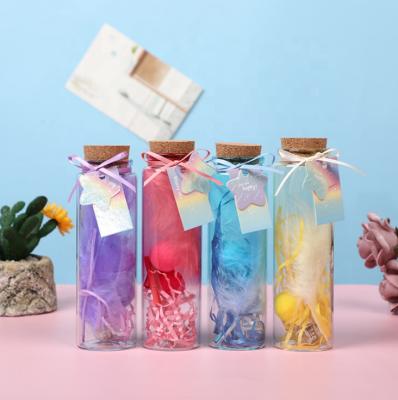 China Christmas Food Tall Borosilicate Flower Glass Tube 22mm Long Wishing Jar With Cork Soft Container Wanderer Birthday Gift Drift Use for sale