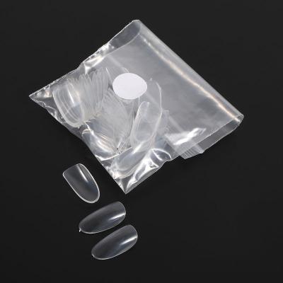 China New Arrival Acrylic Clear Short Almond Full Cover Fake Nail Tips Mani-pedi Short Acrylic Nail Art Tips for sale