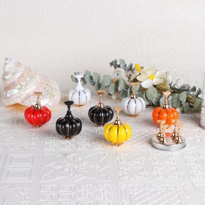 China New Design Pumpkin Crystal Base Alloy Glass Magnetic Retro Adsorption Nail Tip Artificial Nail Art Diamond Holder Nail Trays for sale