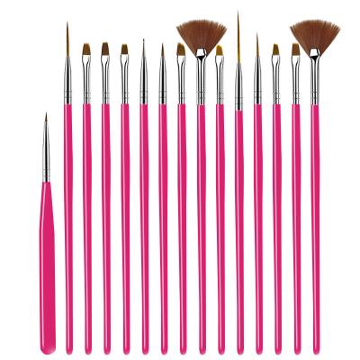 China New Arrival 15pcs Kolinsky Acrylic Nail Brushes Brushes White Pink Acrylic Nail Brushes Nail Supplies Gel Paint for sale