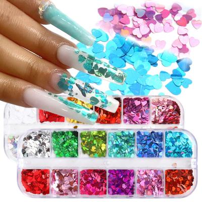 China New Arrival Jewelry Plastic Ultrathin Butterfly Nail Heart Shaped Sequin Boxed Laser Symphony Nail Sequin Reflective Glitter for sale