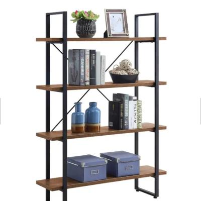 China Easy Assembly Industrial Shelving 5 Shelves Rustic Wood And Metal Floor Shelving Units Display Shelves for sale