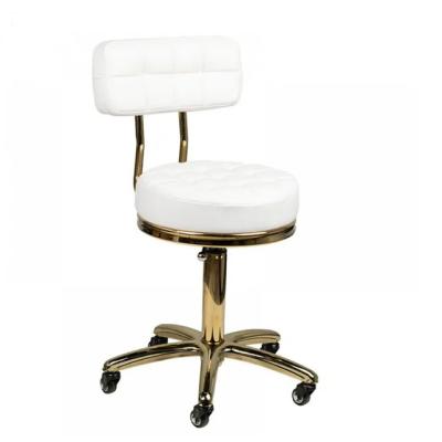 China Modern Gorgeous Beauty SPA Hairdressing Golden Adjustable Rolling Master Tony Master Chair Salon Stool for sale