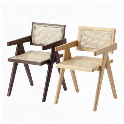 China Retro Modern Wholesale Chinese Sugar Cane Dining Chair Country Hand Chair Frame Ash Armchair Rubber Solid Wood Chair for sale