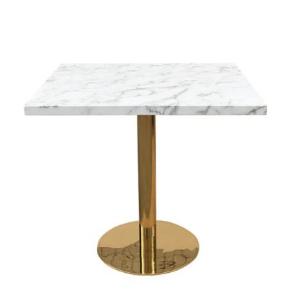 China Customized Metal Base Square Marble Top Tables Luxury Bistros Restaurant MESA Marmol New Product Bar Dining Room Living Room Table for sale