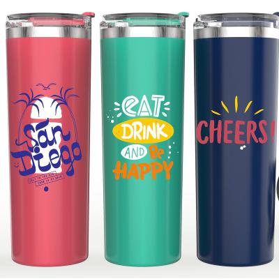 China Eco Friendly Viable Blanks Logo Stainless Steel Insulated Custom Sublimation 20 Ounce Skinny Tumblers With Straw And Lid Wholesale for sale