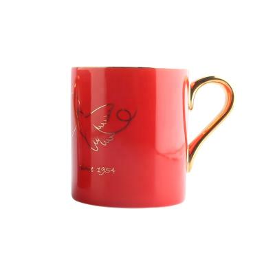 China New Arrival Sustainable Love Bird Pattern With Gold Handle Mugs Ceramic Mugs for sale